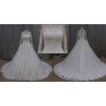 SL231-1 alta calidad fuera del hombro con cuentas de gran borde del vestido de boda 2016